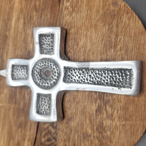 Sterling heavy cross pendant antique